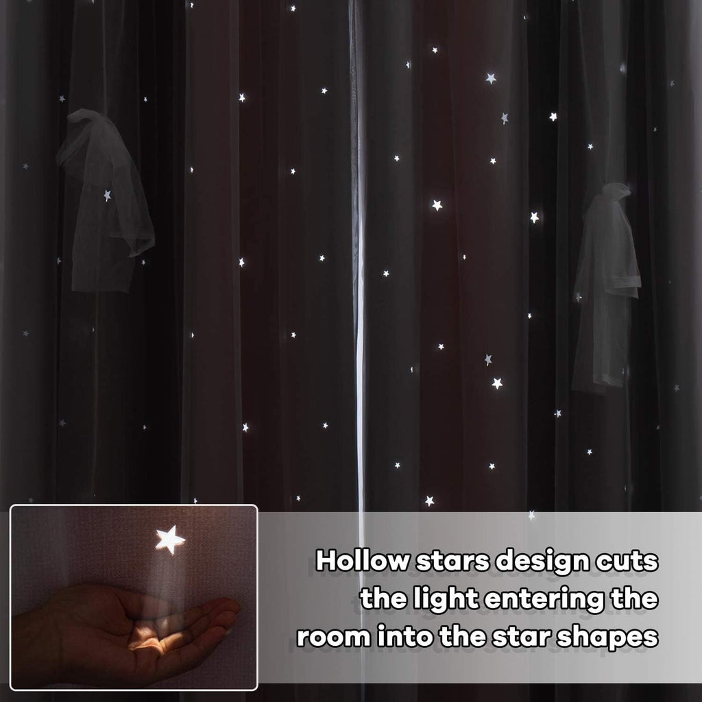 Pink Star Curtains for Girls Bedroom Kids Princess Room Decor for Daughter Bedroom Window