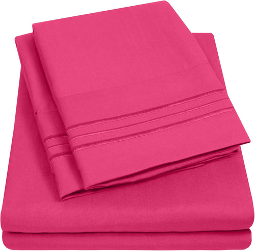 1500 Supreme Collection Queen Sheet Sets Fuschia - Luxury Hotel Bed Sheets and Pillowcase Set for Queen Mattress - Extra Soft, Elastic Corner Straps, Deep Pocket Sheets, Queen Fuschia