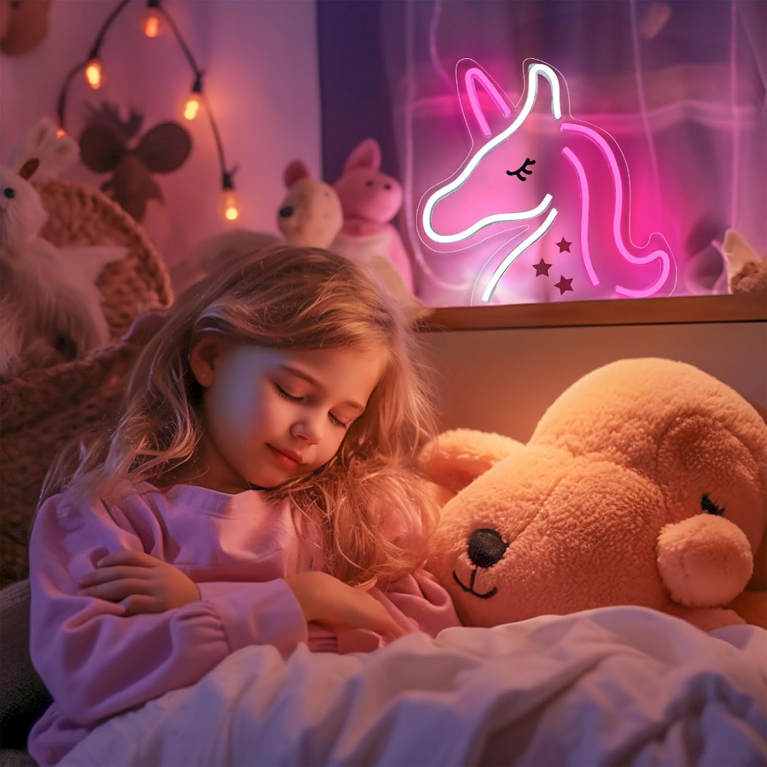 Unicorn Neon Signs for Wall Decor, Colorful Unicorn Led Signs for Girls Room, USB Powered Unicorn Neon Lights for Bedroom Kids Room Party Birthday Decoration, Perfect Gifts for Christmas