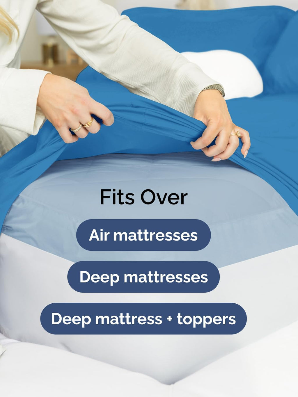 Extra Deep King Sheet Set - 6 Piece Breathable and Cooling Sheets - Hotel Luxury Bedding for Women, Men, Kids & Teens - Easy & Secure Fit - Soft, Wrinkle Free & Comfy - Extra Deep Pockets - Denim Blue