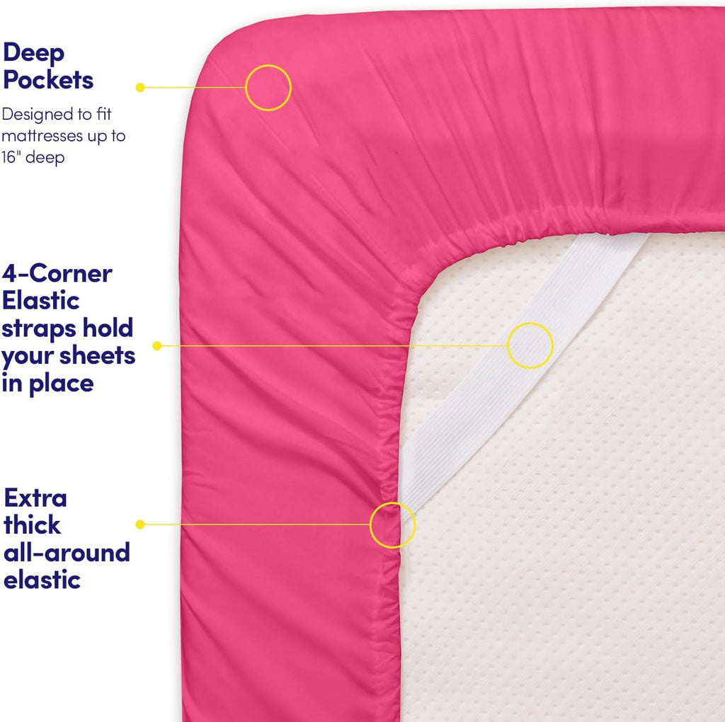 1500 Supreme Collection Queen Sheet Sets Fuschia - Luxury Hotel Bed Sheets and Pillowcase Set for Queen Mattress - Extra Soft, Elastic Corner Straps, Deep Pocket Sheets, Queen Fuschia