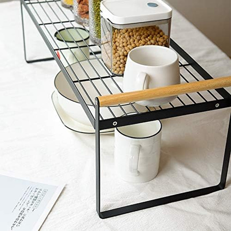 Kitchen Countertop Organizer, Cupboard Stand Spice Rack, Cabinet Pantry Shelf, Counter Organization and Storage for Kitchen Bathroom Office (Black, 23.50 Inches)