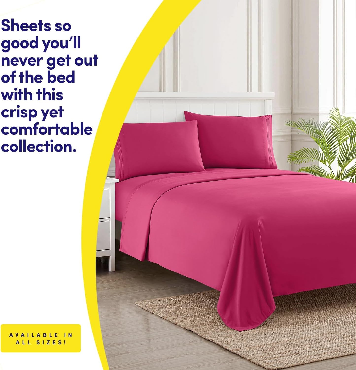 1500 Supreme Collection Queen Sheet Sets Fuschia - Luxury Hotel Bed Sheets and Pillowcase Set for Queen Mattress - Extra Soft, Elastic Corner Straps, Deep Pocket Sheets, Queen Fuschia