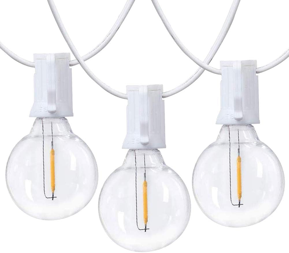 25Ft LED String Lights with 27 Shatterproof LED Clear Globe Bulbs, Indoor&Outdoor String Lights for Patio, Garden, Backyard, Bistro, Pergola, Tents, Gazebo Decor, White Wire