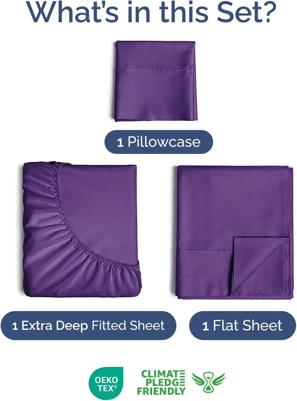 Extra Deep Pocket Twin Sheets - 3 Piece Breathable & Cooling Bed Sheets - Hotel Luxury Bed Sheet Set - Soft, Wrinkle Free & Comfy - Easily Fits Extra Deep Mattresses - Deep Pocket Purple Sheets Set