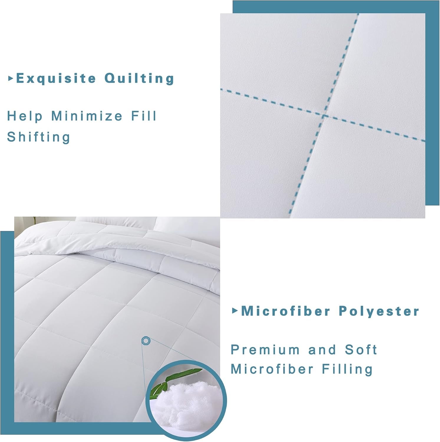 Queen Comforter Set -All Season Bedding Comforters Sets with 2 Pillow Cases-3 Pieces Bedding Sets Queen -Down Alternative White Queen Size Comforter Sets(88"X92")