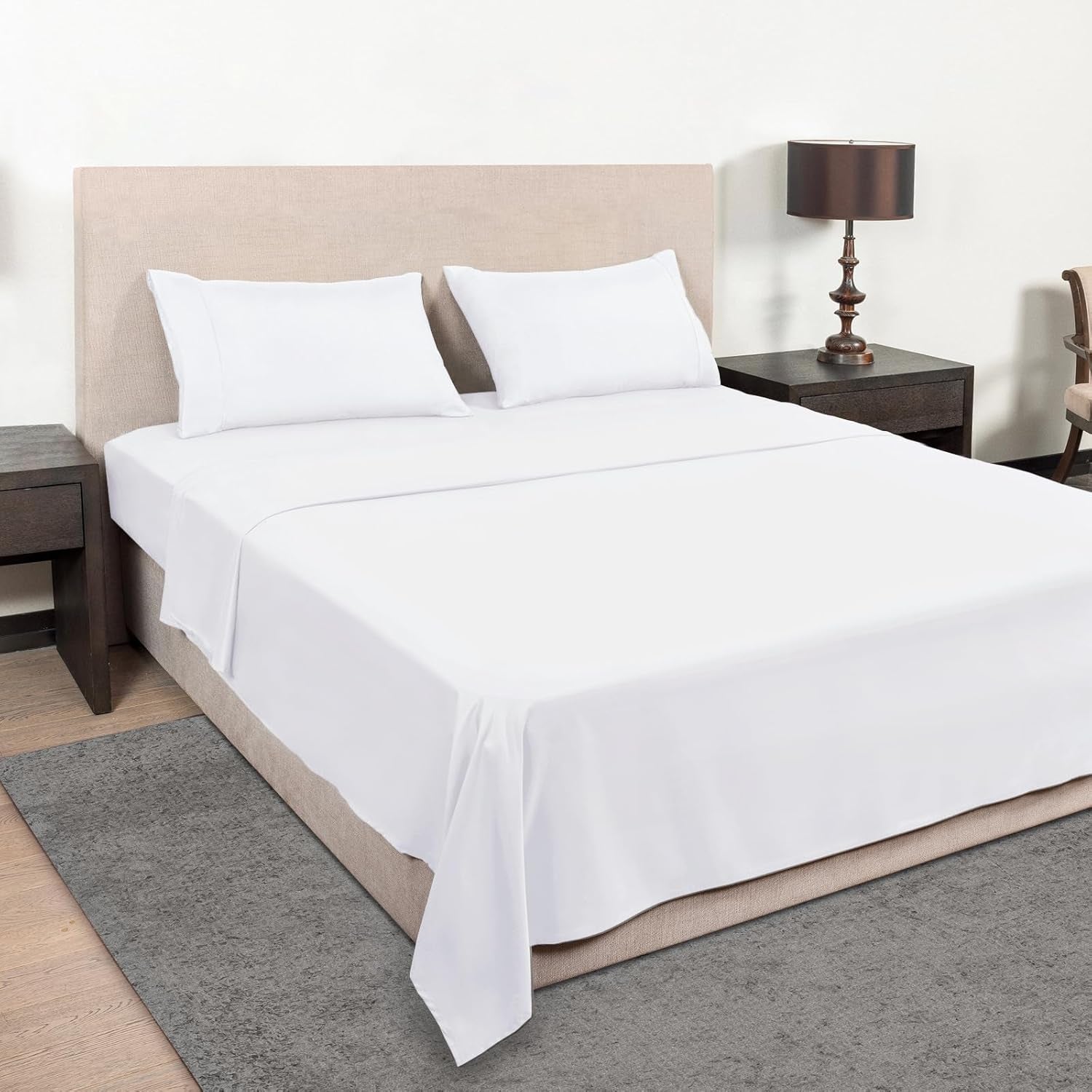 California King Size Sheet Set - Soft Microfiber Bed Sheets,Deep Pocket Fitted Sheet, Breathable, Wrinkle & Fade Resistant - 4 Piece (California King,White)