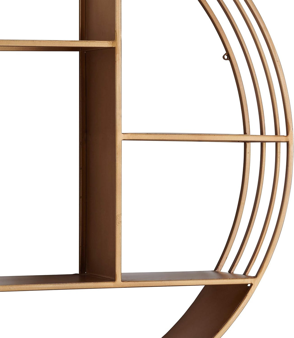 & Co. Gold Brooklyn Wall Shelf, round 3 Tier Wall Mounted Floating Shelf for Bathroom, Bedroom, Living Room Decor, Metal, Industrial, 27.5 Inches