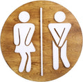 Unisex Bathroom Signs-Cute Bathroom Wall Decor-Funny Restroom Sign (Birch Brown)