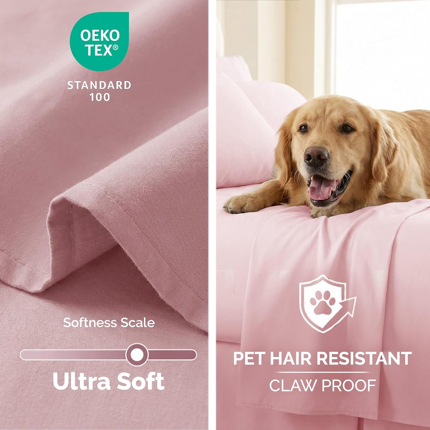 2-Pack Twin Flat Sheets Only, Microfiber Bed Sheets, 66" X 96" Twin Size Top Sheet, Stays Tucked on Deep Mattresses, Flat Sheet Set of 2, Pastel Pink