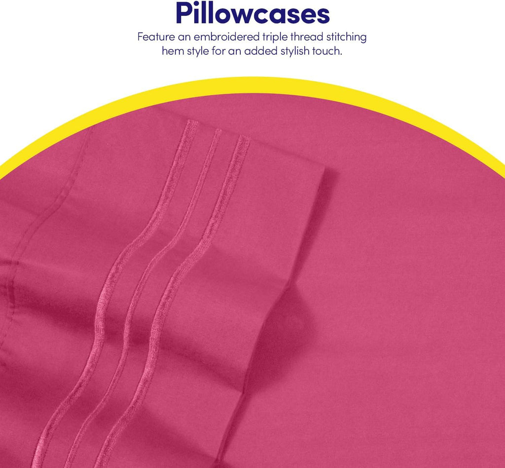 1500 Supreme Collection Queen Sheet Sets Fuschia - Luxury Hotel Bed Sheets and Pillowcase Set for Queen Mattress - Extra Soft, Elastic Corner Straps, Deep Pocket Sheets, Queen Fuschia
