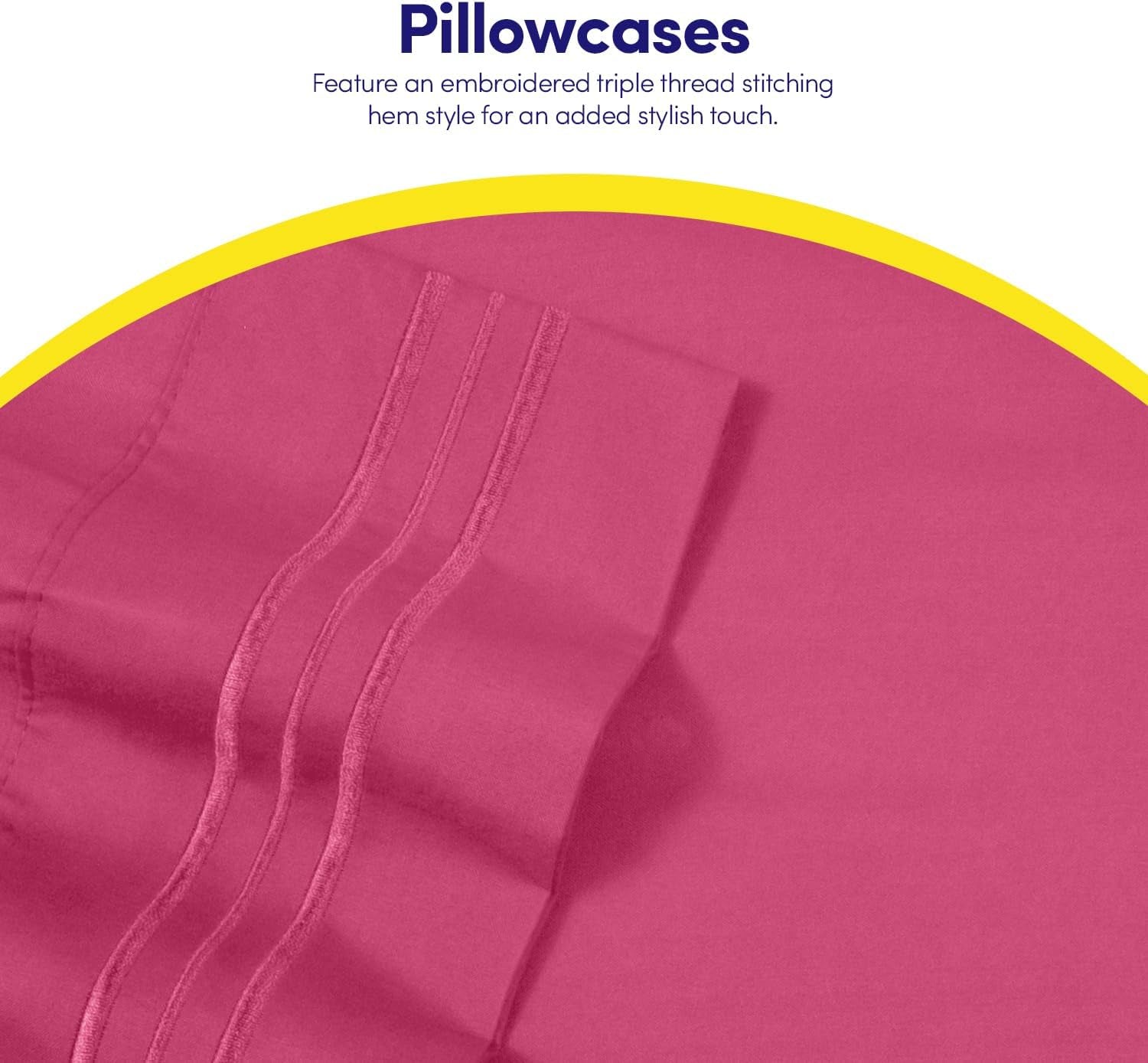 1500 Supreme Collection Queen Sheet Sets Fuschia - Luxury Hotel Bed Sheets and Pillowcase Set for Queen Mattress - Extra Soft, Elastic Corner Straps, Deep Pocket Sheets, Queen Fuschia