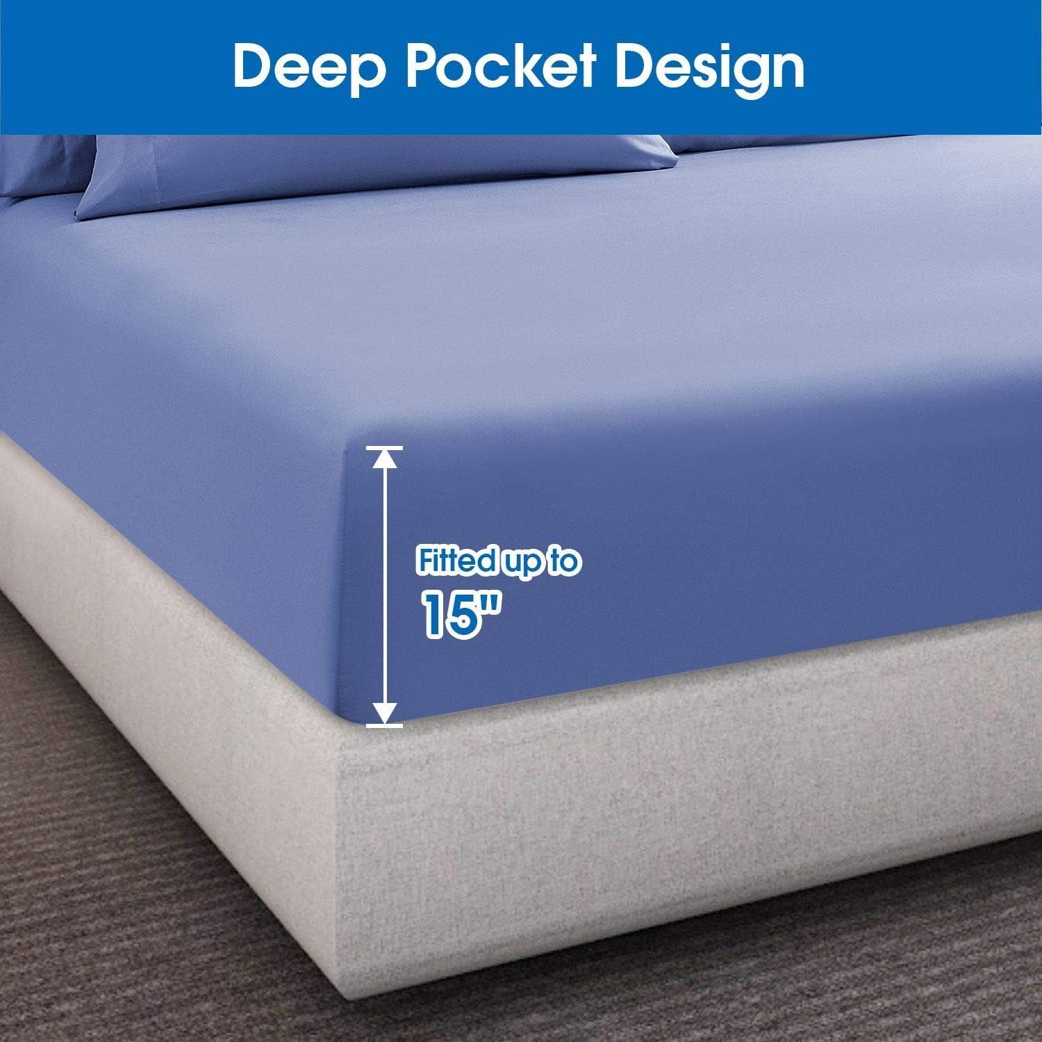 3 Piece Bed Sheet Set (Twin Xl,Hydrangea Blue) 100% Brushed Microfiber 1800 Bedding Sheets - Deep Pockets