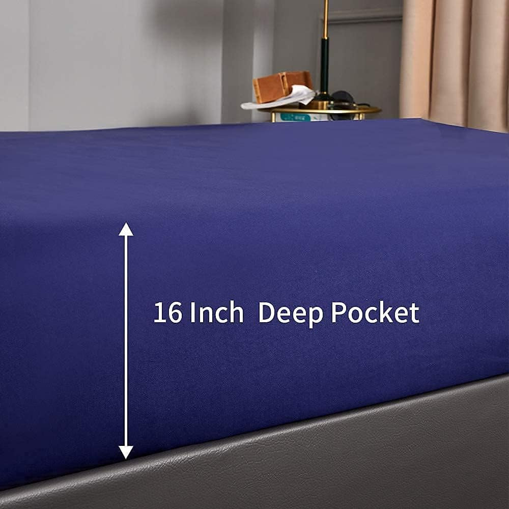 Bed Sheet Set - Brushed Microfiber Bedding - Bedding Sheets & Pillowcases - Deep Pockets - Easy Fit - Breathable & Cooling Sheets - 4 Piece Full Blue Set