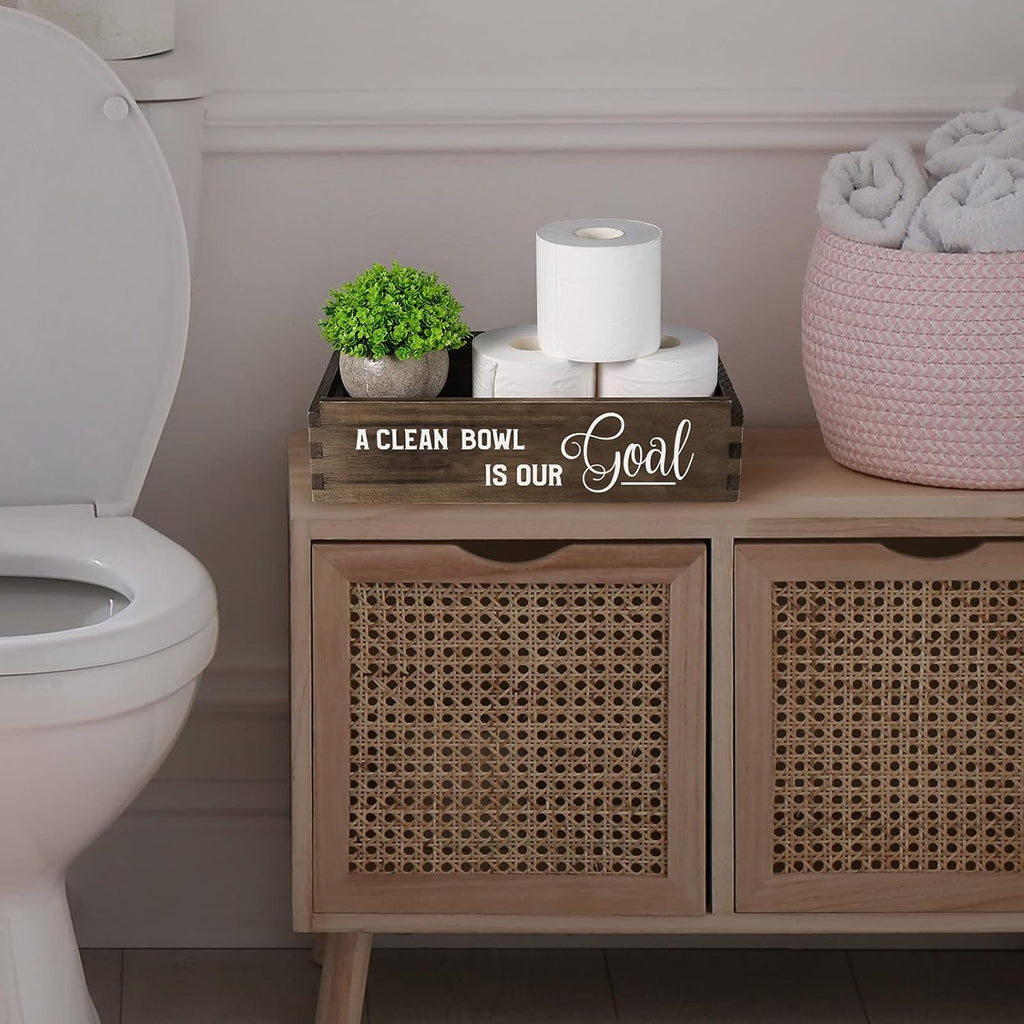Toilet Paper Storage Basket Bathroom Decor Box -Ready Aim Fire, a Clean Bowl Is Our Goal-2 Sides Bathroom Box Funny Gifts for Men
