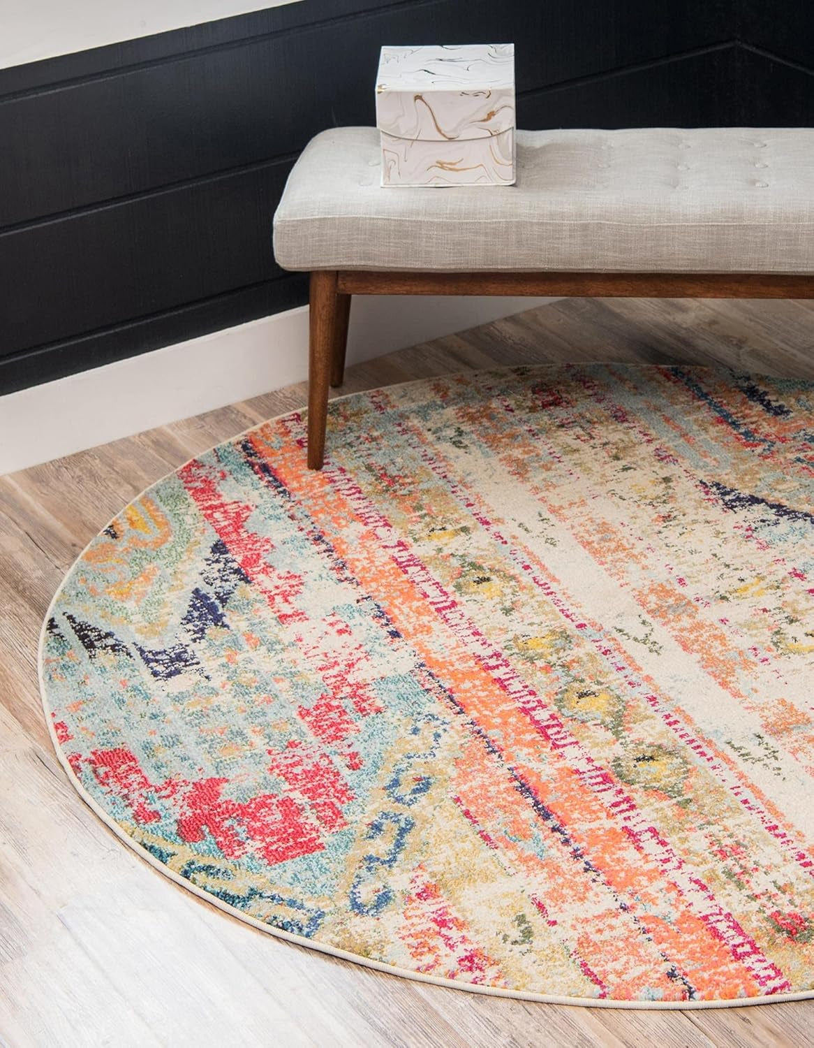 Sedona Collection Area Rug - Yosemite (5' 1" Round, Multi/ Blue)