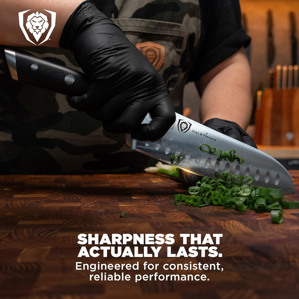 18-Piece Kitchen Knife Set Block - High Carbon German Steel Full Tang - Acacia Wood Knife Block Set - Black Handles ABS Gladiator Series - Professional NSF Knives Set for Kitchen Cuchillos