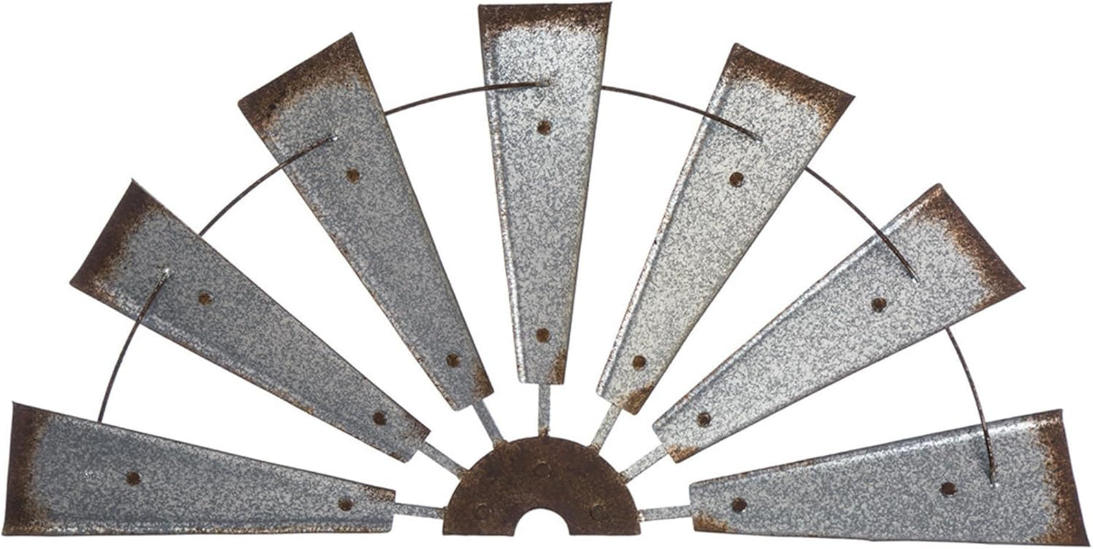 32" Rustic Galvanized Metal Half Windmill Wall Sculpture Farmhouse Wall Art Home Decor, Silver