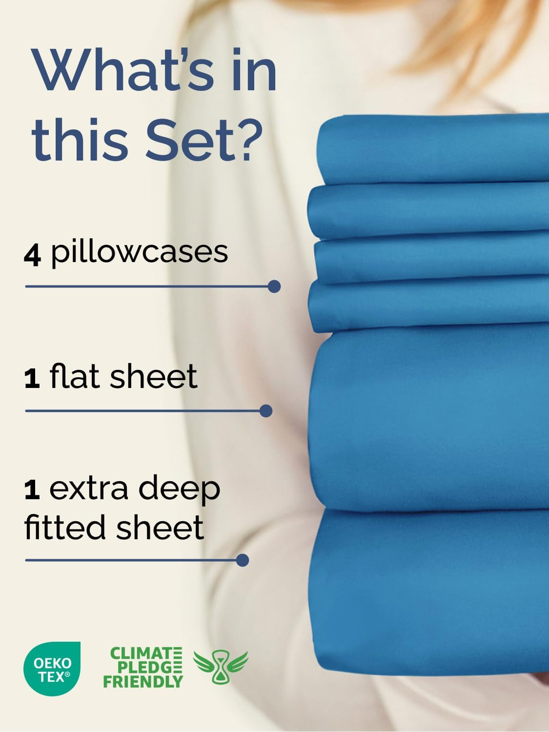 Extra Deep King Sheet Set - 6 Piece Breathable and Cooling Sheets - Hotel Luxury Bedding for Women, Men, Kids & Teens - Easy & Secure Fit - Soft, Wrinkle Free & Comfy - Extra Deep Pockets - Denim Blue