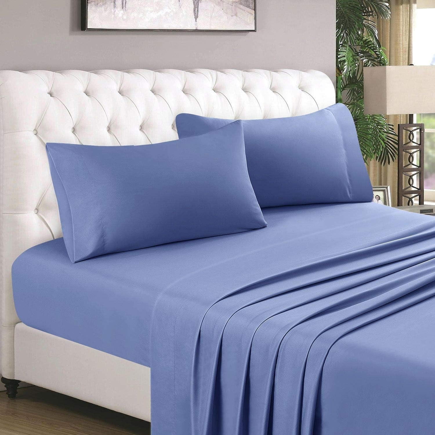 3 Piece Bed Sheet Set (Twin Xl,Hydrangea Blue) 100% Brushed Microfiber 1800 Bedding Sheets - Deep Pockets