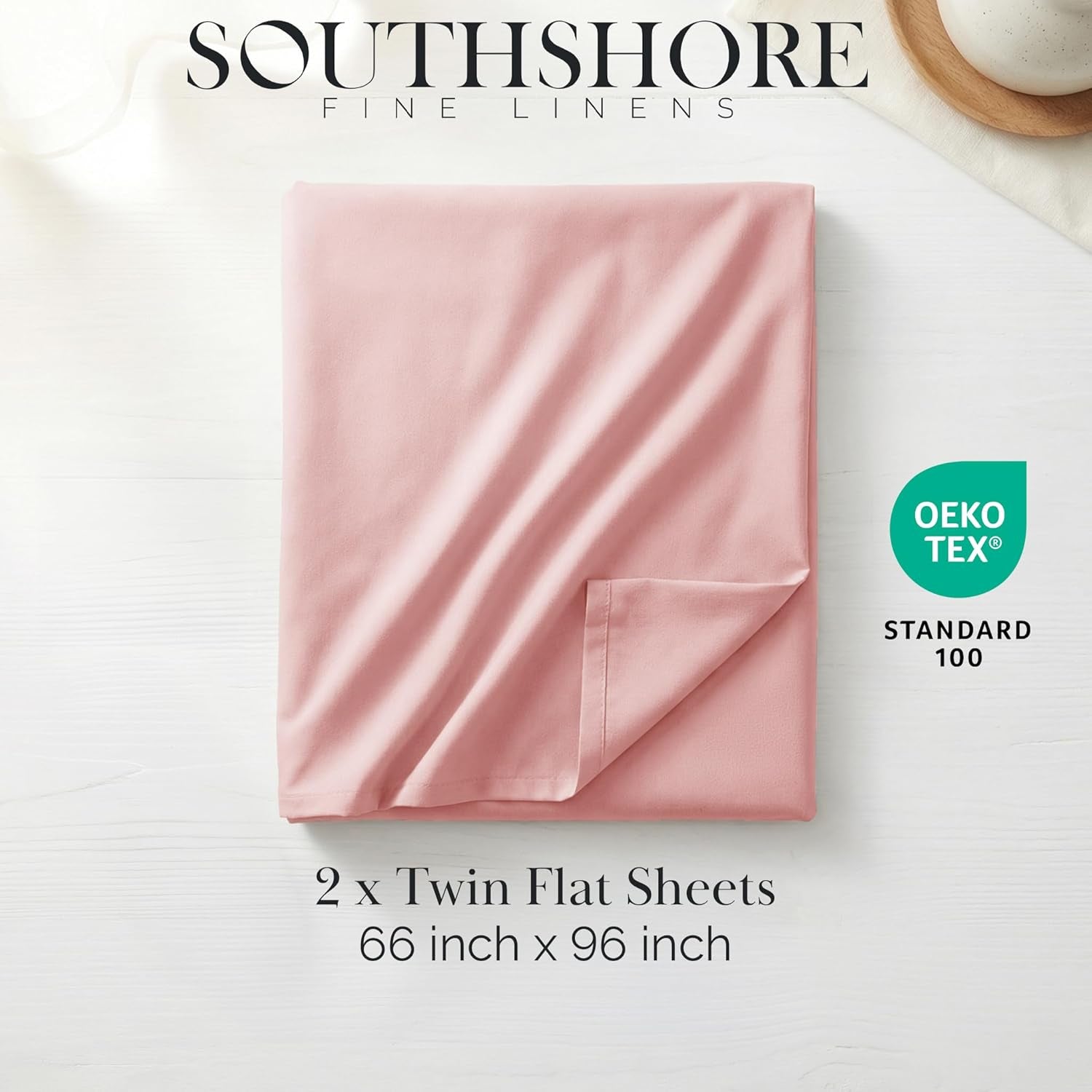 2-Pack Twin Flat Sheets Only, Microfiber Bed Sheets, 66" X 96" Twin Size Top Sheet, Stays Tucked on Deep Mattresses, Flat Sheet Set of 2, Pastel Pink