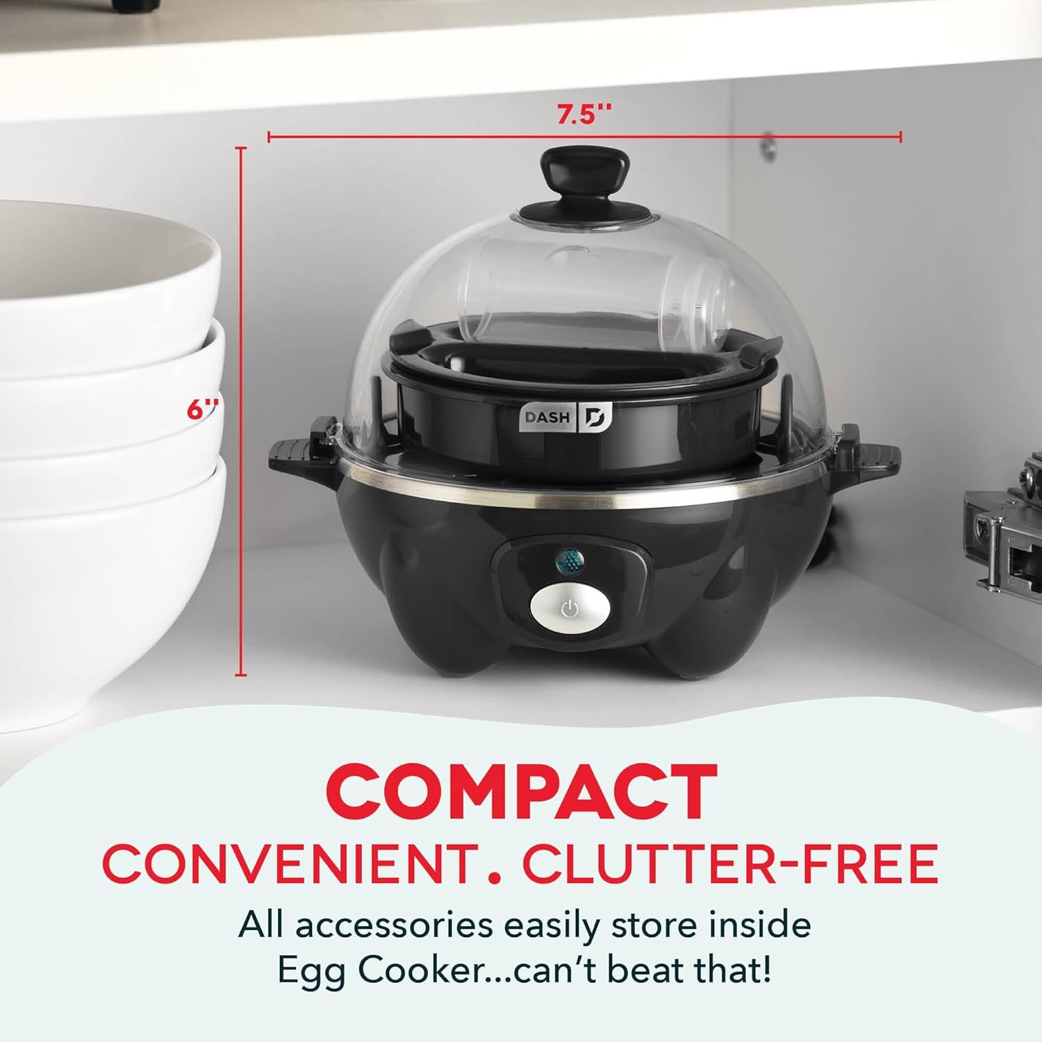 Rapid Egg Cooker - Boiler, Poacher & Steamer - Includes Measuring & Recipe Guide - Dishwasher Safe - BPA Free - Holds 7 Eggs, Black