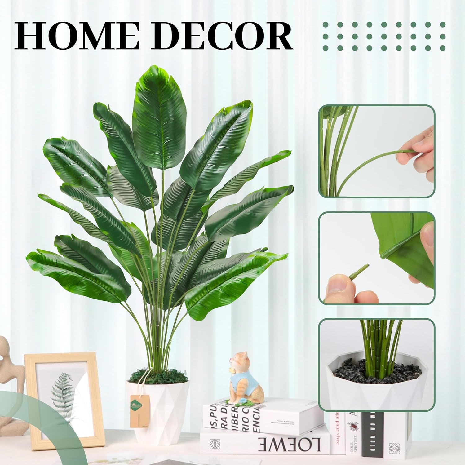 Tall Fake Plants 28" Artificial Potted Tropical Faux Plants Banana Tree Indoor for Home Office Living Room Balcony Decor