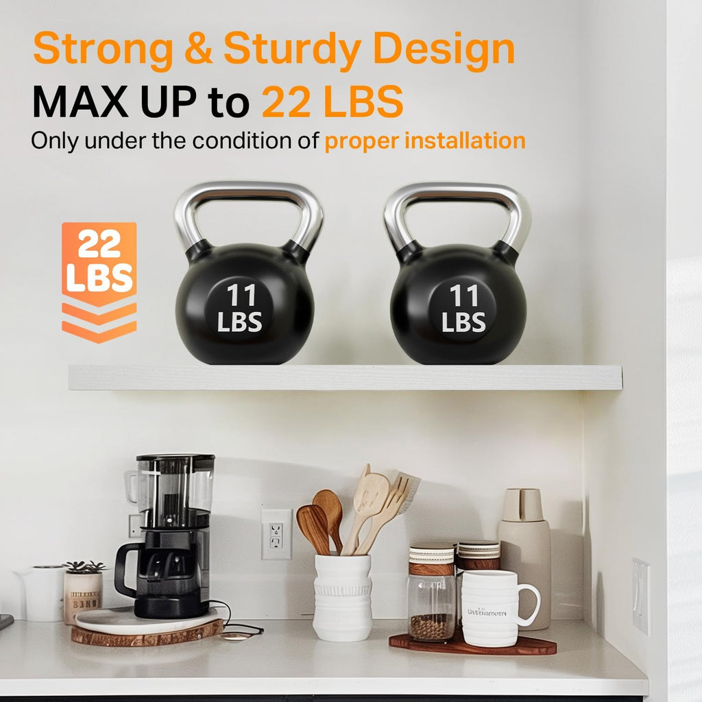 Floating Shelves White, 22.5 Inch Rustic Wood Wall Mounted Shelves for Bathroom, Bedroom, Living Room, Kitchen & Office, Hanging Shelf Deocr Display with 22 Lbs Capacity, Set of 2