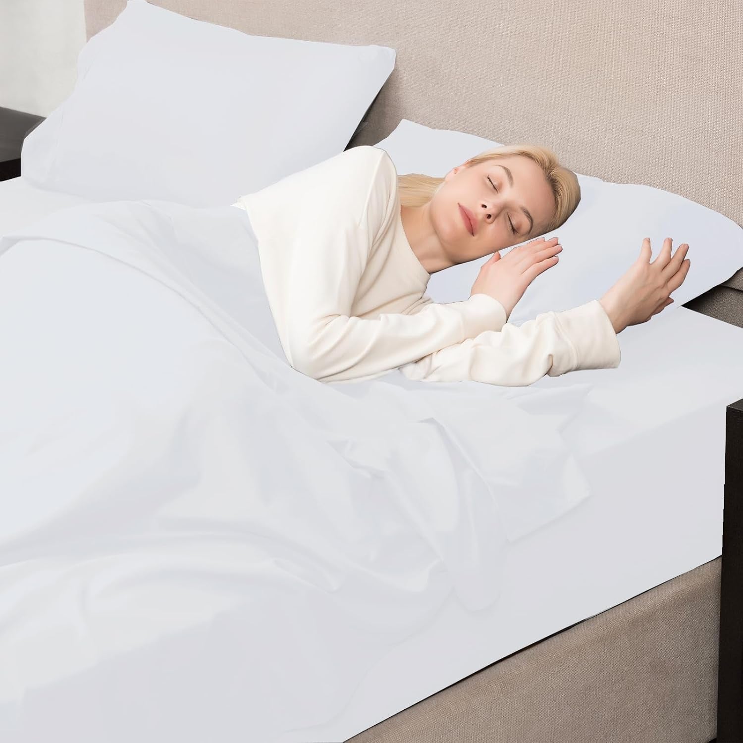 California King Size Sheet Set - Soft Microfiber Bed Sheets,Deep Pocket Fitted Sheet, Breathable, Wrinkle & Fade Resistant - 4 Piece (California King,White)