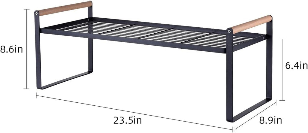 Kitchen Countertop Organizer, Cupboard Stand Spice Rack, Cabinet Pantry Shelf, Counter Organization and Storage for Kitchen Bathroom Office (Black, 23.50 Inches)