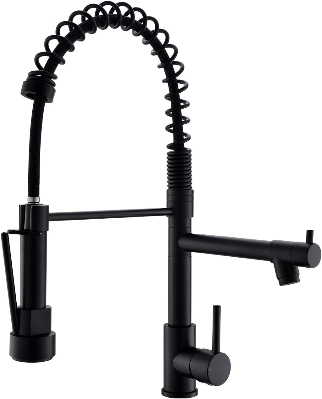 Kitchen Faucet,Kitchen Faucets with Pull down Sprayer  Commercial Style Single Handle Matte Black Kitchen Faucet with Sprayer