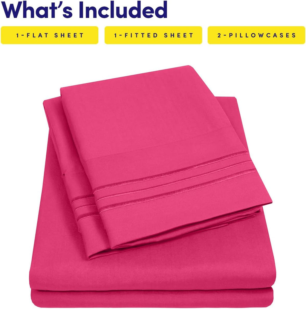 1500 Supreme Collection Queen Sheet Sets Fuschia - Luxury Hotel Bed Sheets and Pillowcase Set for Queen Mattress - Extra Soft, Elastic Corner Straps, Deep Pocket Sheets, Queen Fuschia