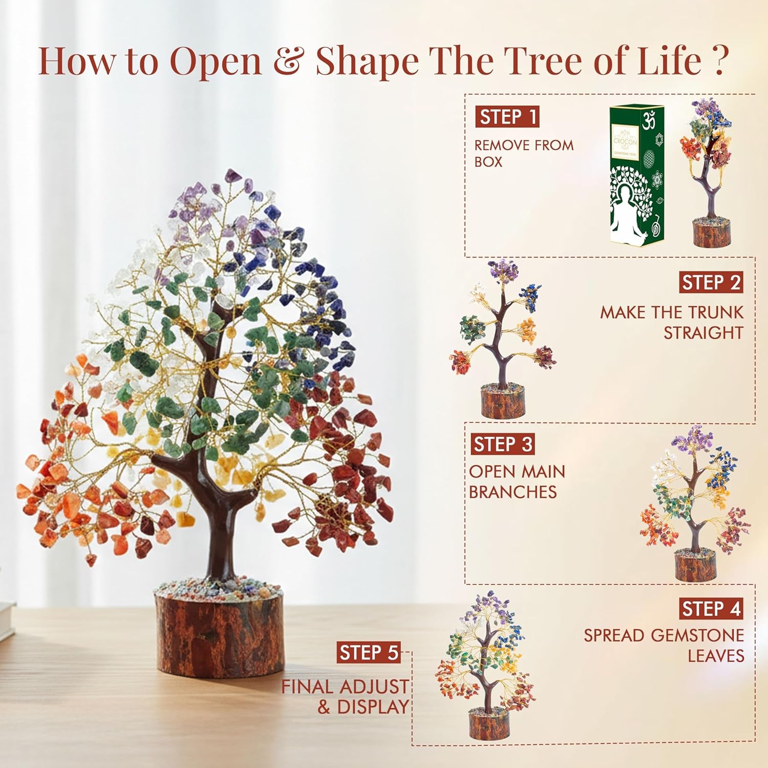 ® the Original 7 Chakra Crystal Tree Gift for Her Birthday Gifts for Women Healing Crystal Tree of Life Sister Gifts Home Decor Gift for Mom Her House Warming Gift Women Unique Gifts Idea