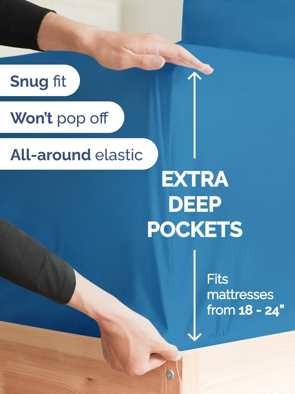 Extra Deep King Sheet Set - 6 Piece Breathable and Cooling Sheets - Hotel Luxury Bedding for Women, Men, Kids & Teens - Easy & Secure Fit - Soft, Wrinkle Free & Comfy - Extra Deep Pockets - Denim Blue