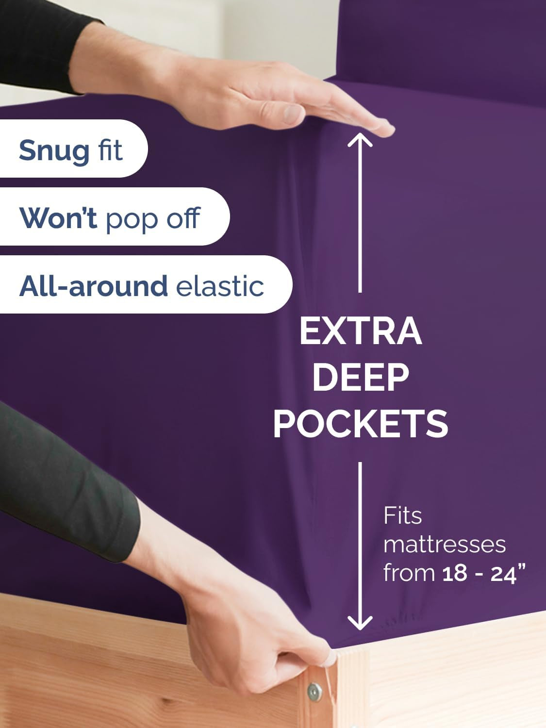 Extra Deep Pocket Twin Sheets - 3 Piece Breathable & Cooling Bed Sheets - Hotel Luxury Bed Sheet Set - Soft, Wrinkle Free & Comfy - Easily Fits Extra Deep Mattresses - Deep Pocket Purple Sheets Set