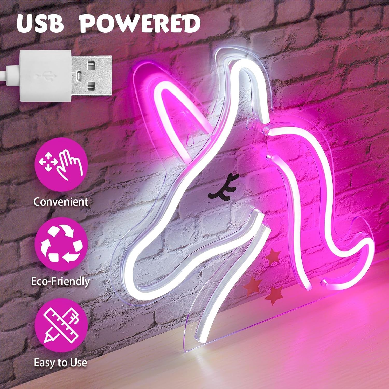 Unicorn Neon Signs for Wall Decor, Colorful Unicorn Led Signs for Girls Room, USB Powered Unicorn Neon Lights for Bedroom Kids Room Party Birthday Decoration, Perfect Gifts for Christmas
