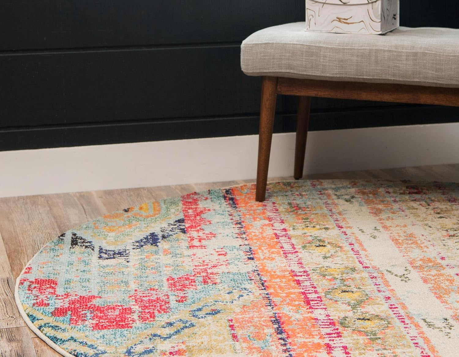 Sedona Collection Area Rug - Yosemite (5' 1" Round, Multi/ Blue)