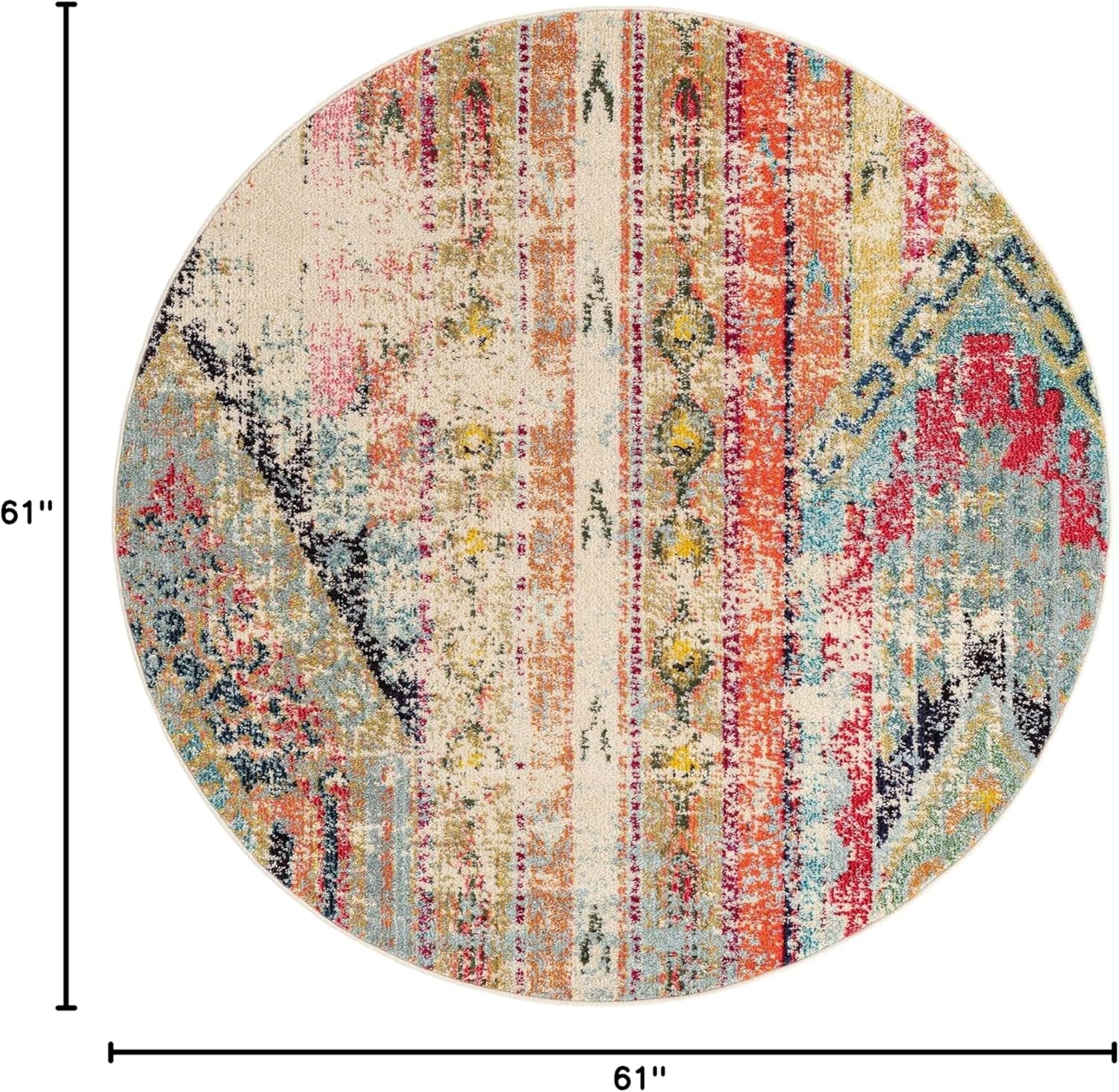 Sedona Collection Area Rug - Yosemite (5' 1" Round, Multi/ Blue)