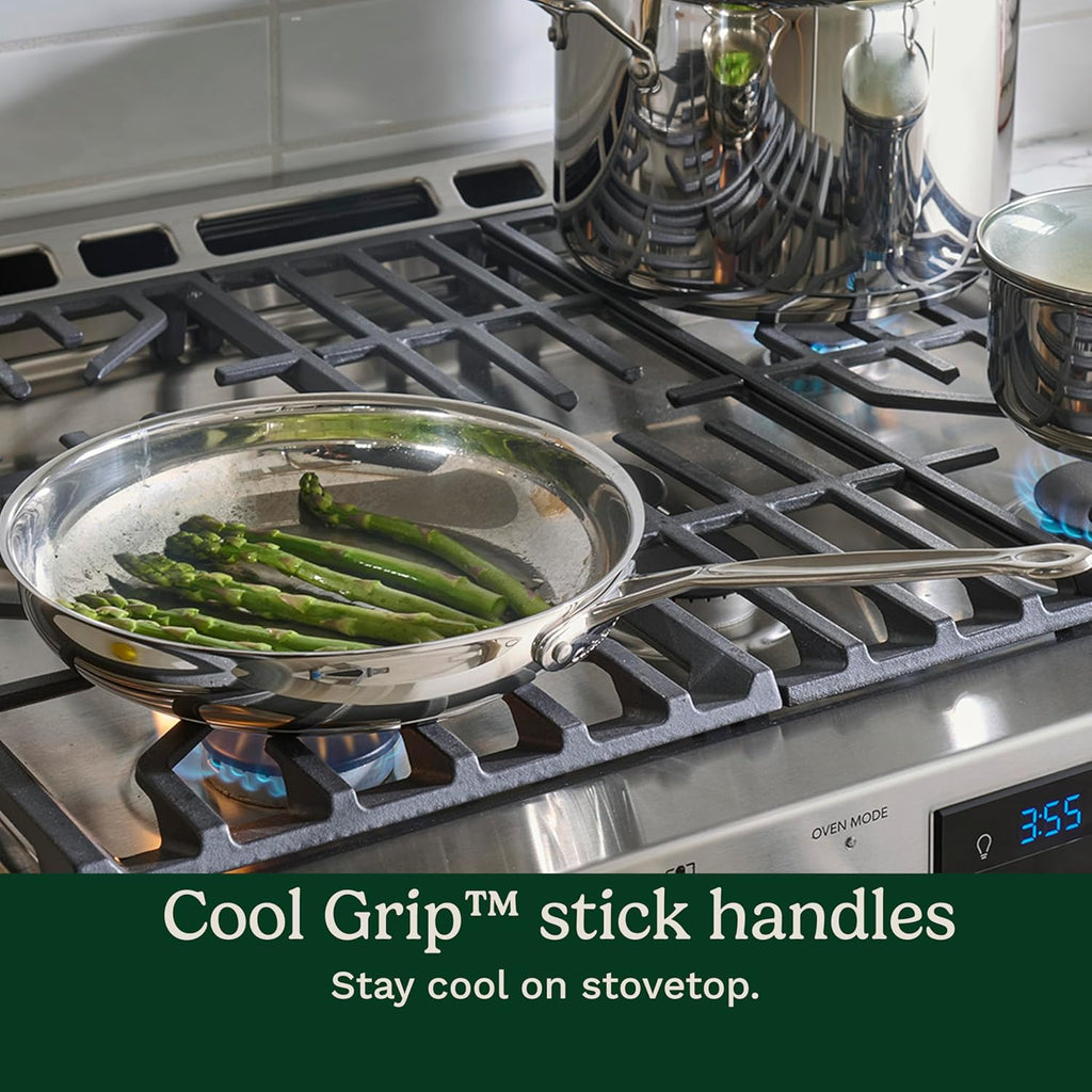 Chef’S Classic 11-Piece Stainless Steel Pots and Pans Set, Cookware Set Compatible with Induction, Electric, Gas Cooktops, Aluminum Core for Even Heat, Cool Grip Handles, Dishwasher Safe