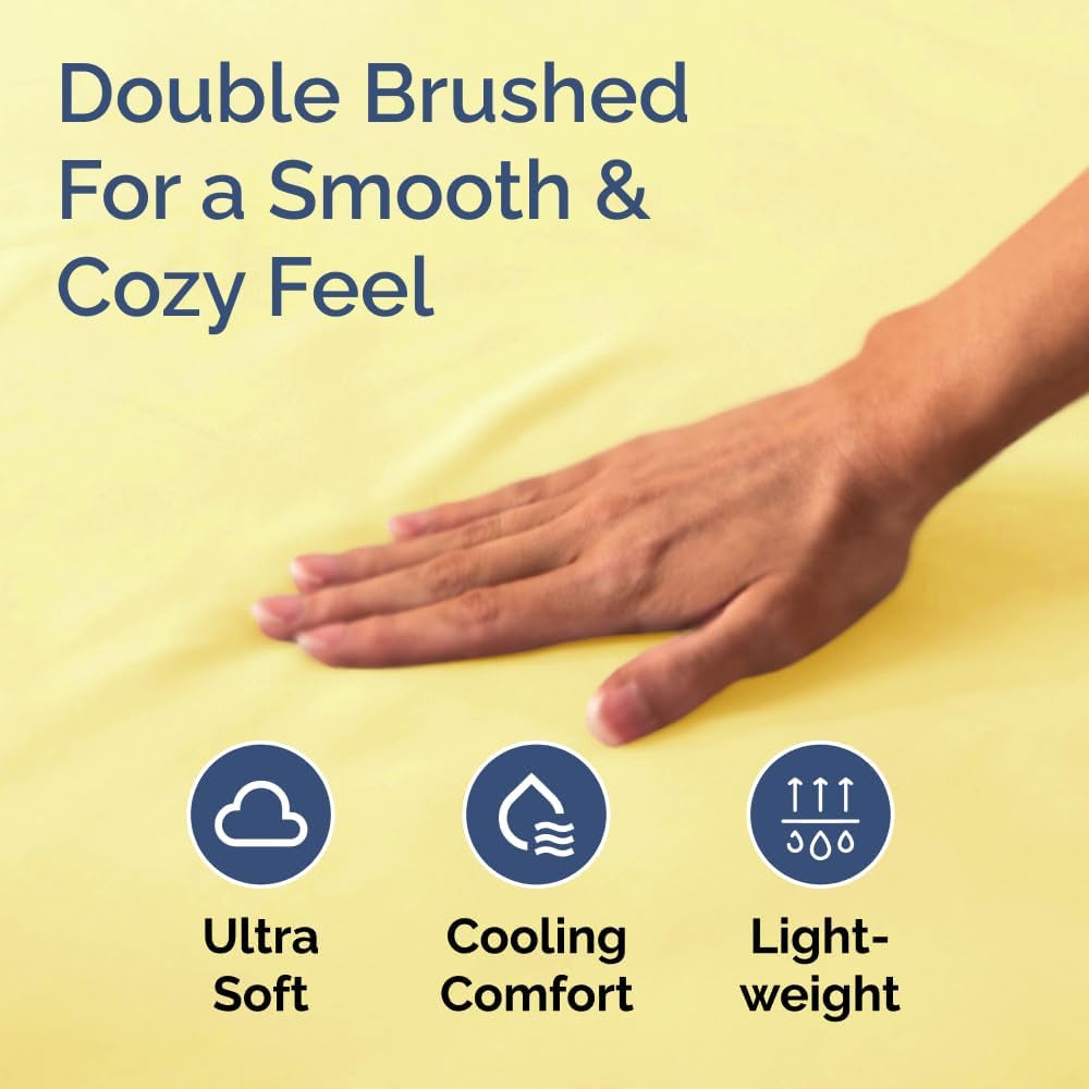 Twin Fitted Bed Sheet - Bottom Single Fitted Sheet Only - Ultra-Soft Hotel Luxury Bedding W/ 8-16 Inch Deep Pockets - Breathable, Cooling & Wrinkle Free - Easy-Care, Fade & Shrink Resistant - Yellow