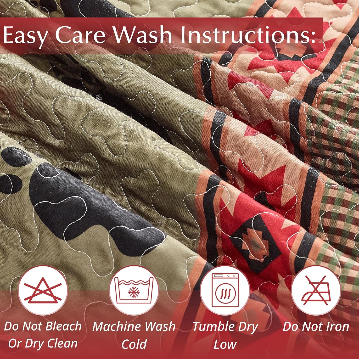 3 Piece King Cabin Quilt Bedding Set - Bear and Paw - Rustic Country Reversible Patchwork Comforter Set with Decorative Pillow Shams