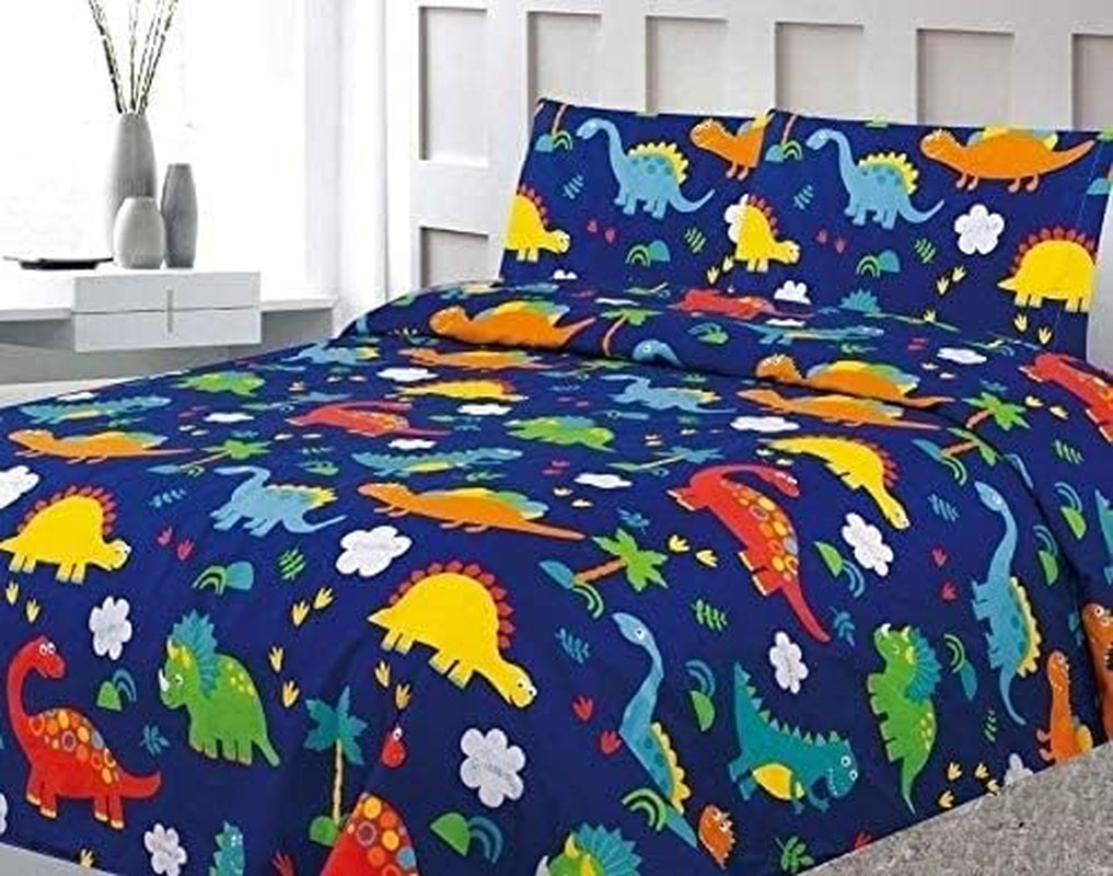 3 Piece Dinosaur Twin Bed Sheets for Kids - Fitted Toddler Kids' Sheet & Pillowcase Sets - Dinosaur Room Decor for Boys - Twin Size