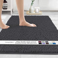 Plush Shaggy Chenille Bath Mat | Extra Soft, Super Absorbent, Non-Slip Bathroom Rug | Fluffy Microfiber, Area Rug Sets for Bathroom Floor, Kitchen, Living Room | 47"X27" | Charcoal Gray