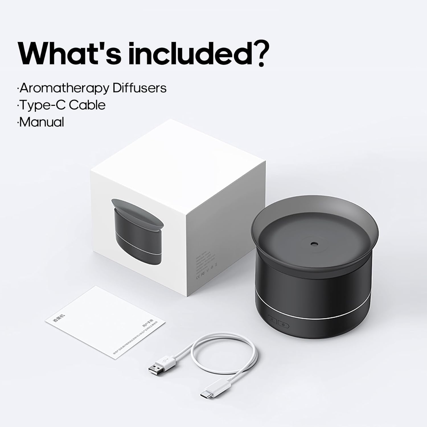 Essential Oil Diffusers, 200Ml Aromatherapy Diffuser with Auto Shut-Off Function, Cool Mist Humidifier with 2 Modes, Small Diffuser with 7 Color Lights Auto Shut off for Home Office Room, Black