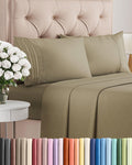 Queen Size 4 Piece Sheet Set - Comfy Breathable & Cooling Bed Sheets Set - Hotel Luxury Bedding for Women, Men, Kids, Teens, Boys & Girls - Deep Pockets, Ultra-Soft, Wrinkle Free - Oeko-Tex - Khaki