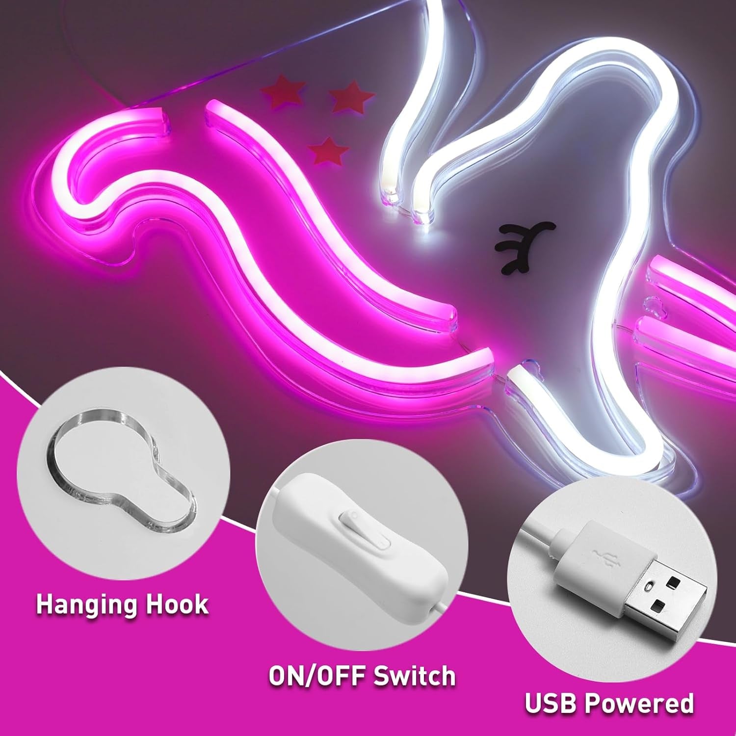 Unicorn Neon Signs for Wall Decor, Colorful Unicorn Led Signs for Girls Room, USB Powered Unicorn Neon Lights for Bedroom Kids Room Party Birthday Decoration, Perfect Gifts for Christmas