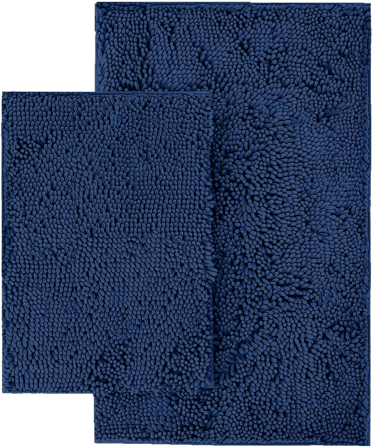2 Piece Bathroom Rug Set - Premium Plush Bath Mat Shower Rugs, 1" Chenille Microfiber, Non-Slip & Absorbent, Soft & Cozy, Durable Stylish (20X30 & 16X24 Inches, Blue)