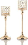 2 PCS Crystal Gold Candle Holders for Home Modern Decor/Wedding Table Centerpieces,Anniversary Celebration Gifts,12 and 14 Inches Tall