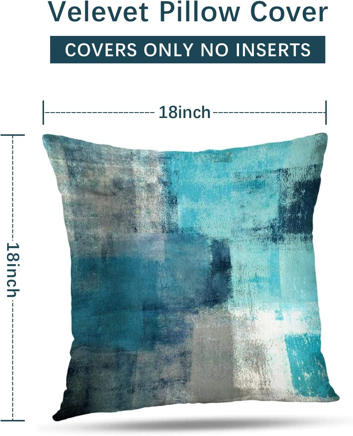 Teal Throw Pillow Cover,Pack of 4 Soft Velvet Decorative Cushion Cover for Sofa Bedroom Living Room (18X18 Inch,Teal)