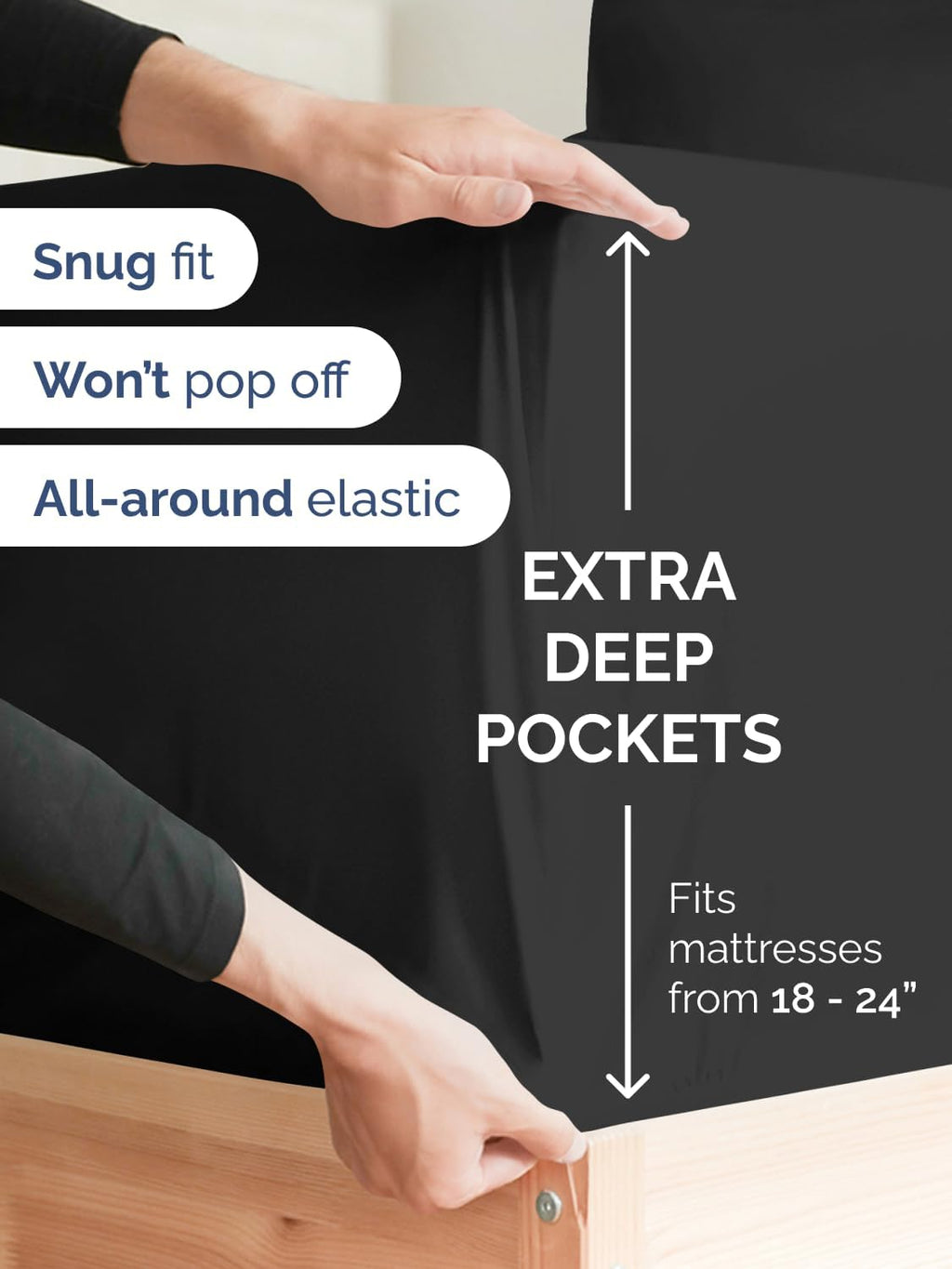 Extra Deep Pocket King Sheets - 4 Piece Breathable & Cooling Bed Sheets - Hotel Luxury Bed Sheet Set - Soft, Wrinkle Free & Comfy - Easily Fits Extra Deep Mattresses - Deep Pocket Black Sheets Set